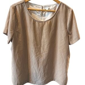 J. Crew Factory Velvet Tee Dusty Pink Crewneck Size Large Office Workwear